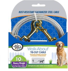 FOUR PAWS PET PRODUCTS FOU Tie Out Walk About CABLE Heavy Silver 10FT