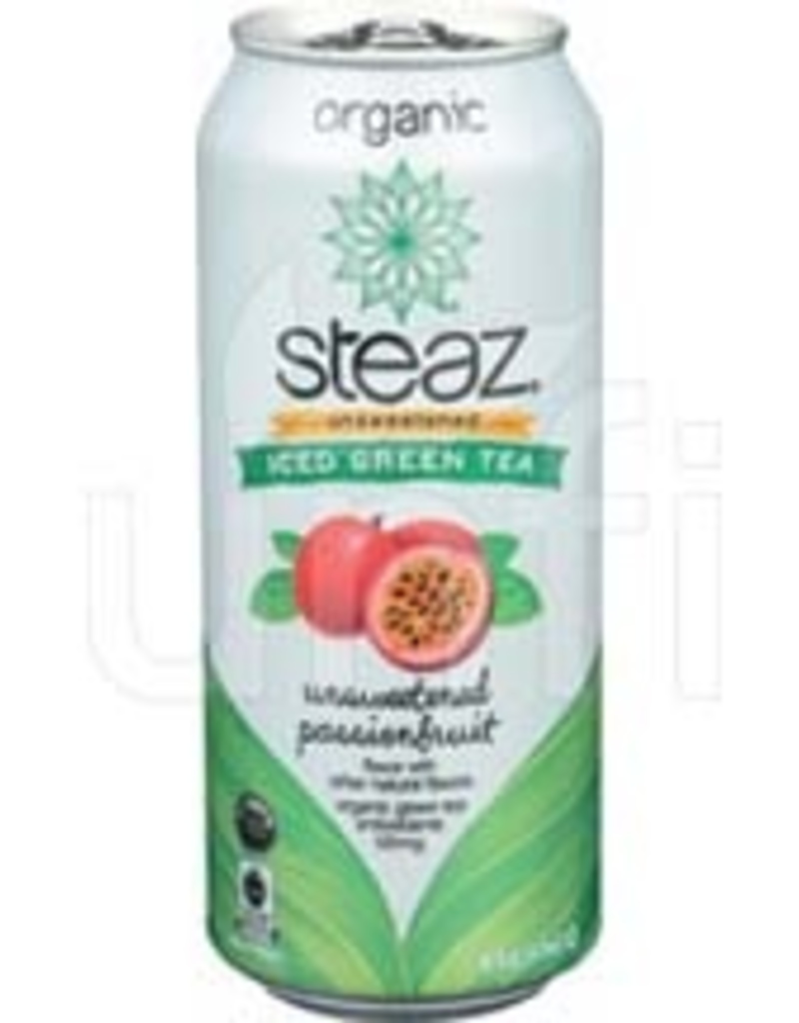 STEAZ Organic Iced Green Tea; Unsweetened Passionfruit 16oz