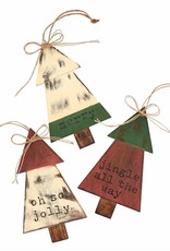 Wood Tree Ornaments - Merry