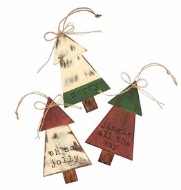 Wood Tree Ornaments - Merry