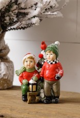 Resin Figurine - Kids with Sled