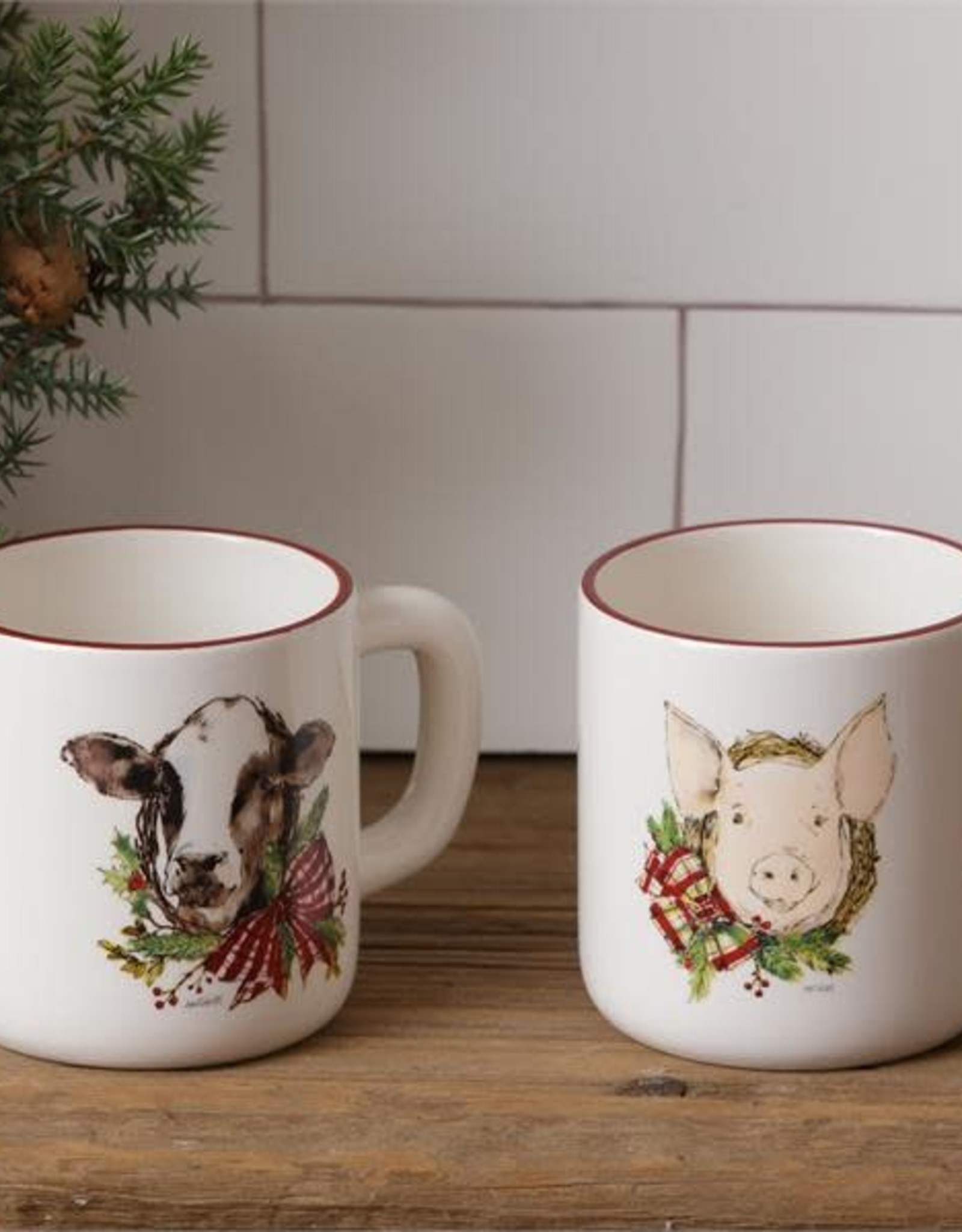 Mug - Farmhouse Christmas, Pig, and Cow