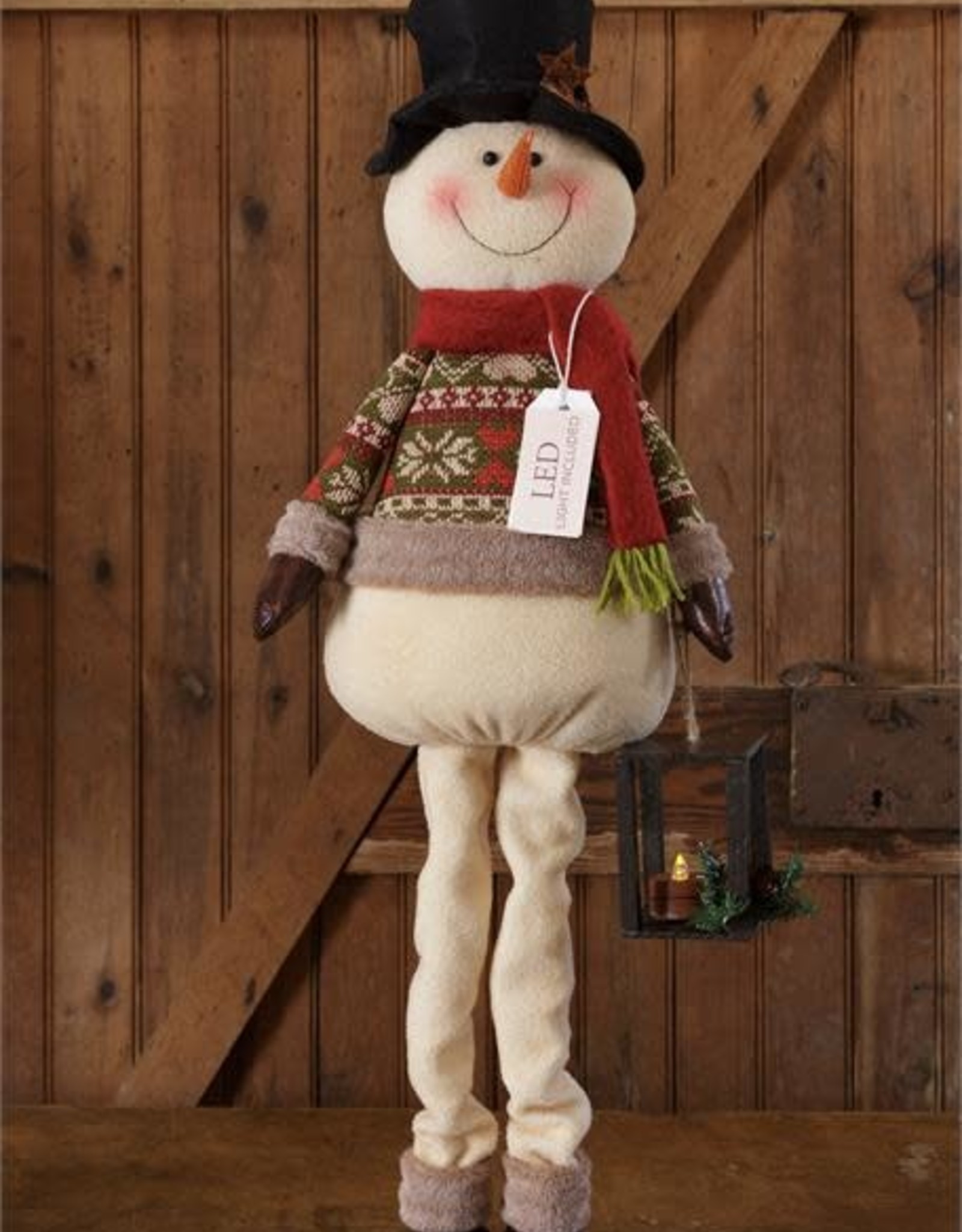 Snow Lodge - Standing Snowman Holding Lantern With Led Light