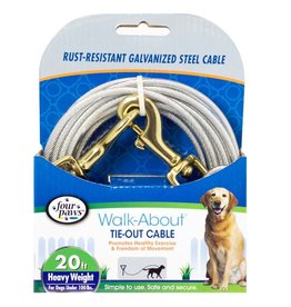FOUR PAWS PET PRODUCTS FOU Heavy Duty Dog Cable, 20' Tie Out Cable, Silver