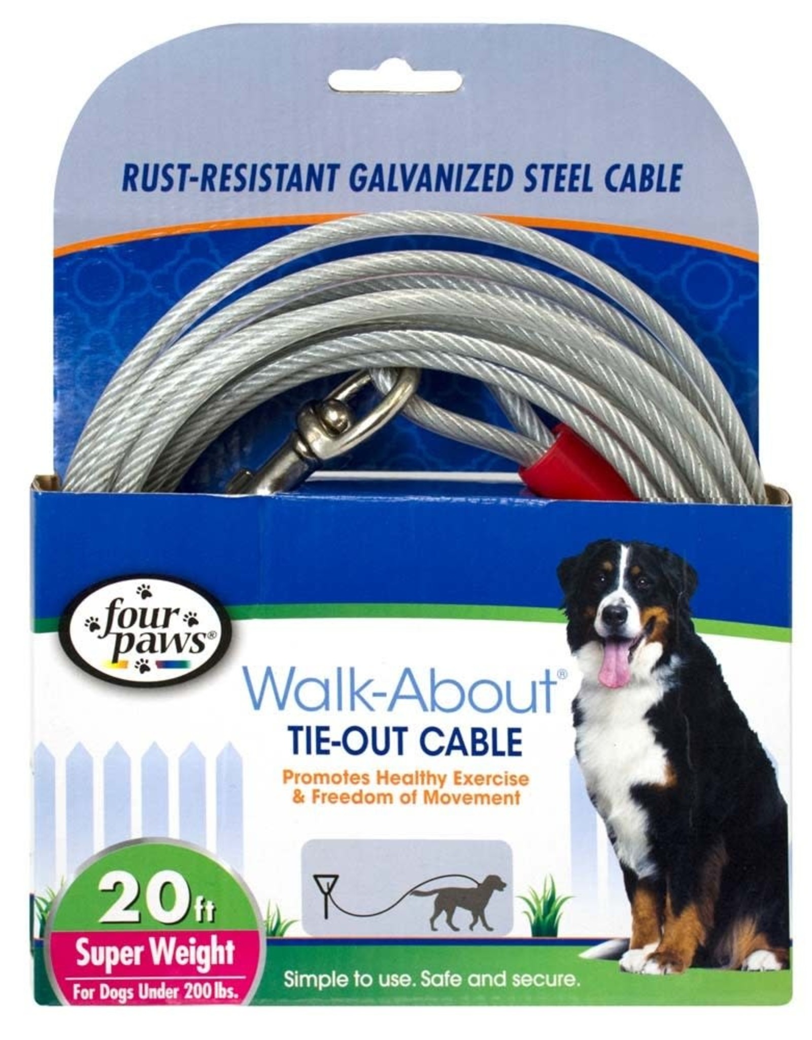 FOUR PAWS PET PRODUCTS FOU Dog Super Tie Out Cable, 20 Foot