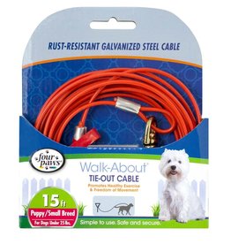 FOUR PAWS PET PRODUCTS Four Paws Puppy Tie Out Cable Orange 15ft