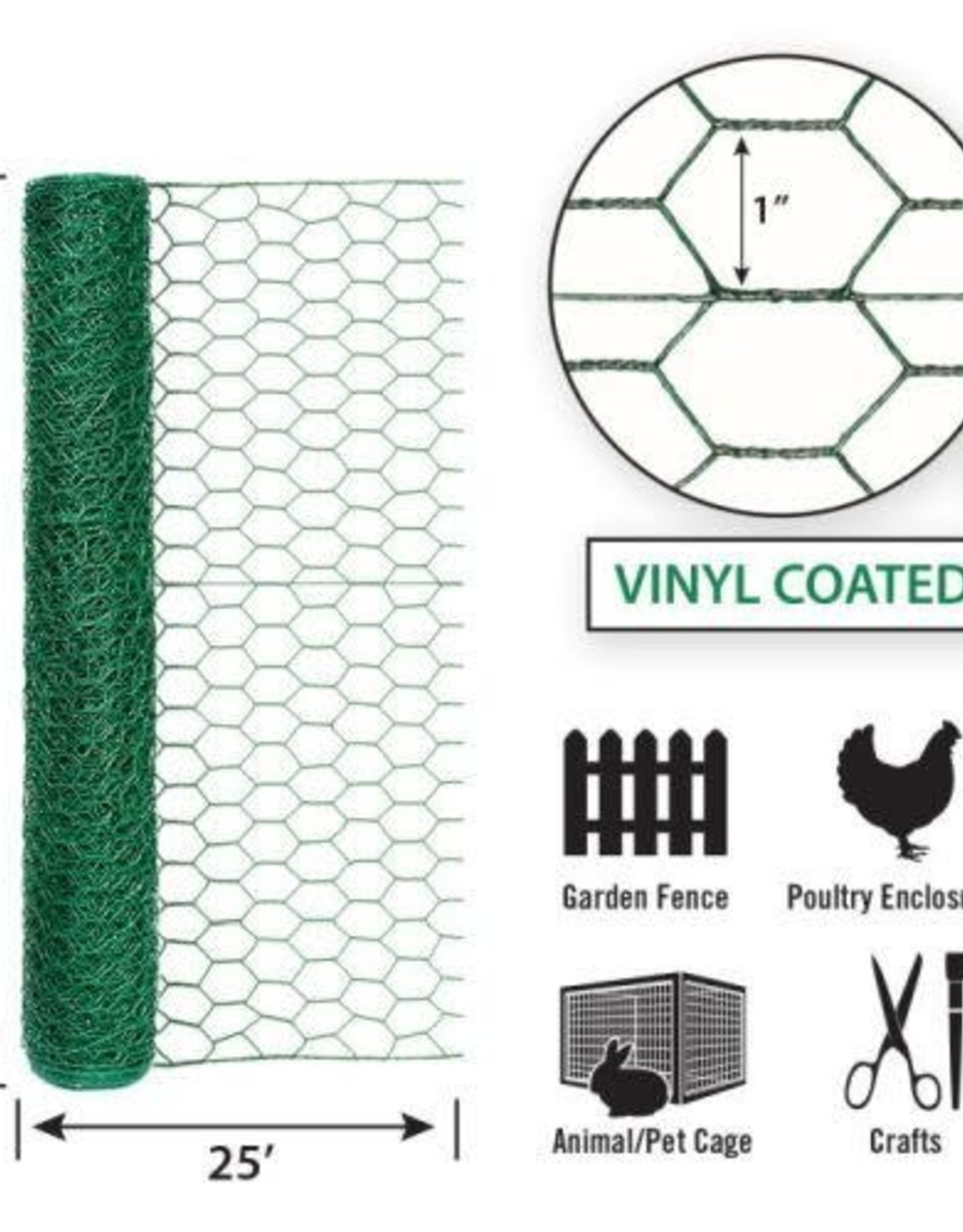 Grip-Rite 24x1x20GAx25ft Poultry Netting Green Vinyl Coated