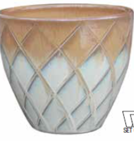 Diamonds Egg Pot Running Beige 8.75"