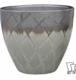 Diamonds Egg Pot Gunmetal 10.75"