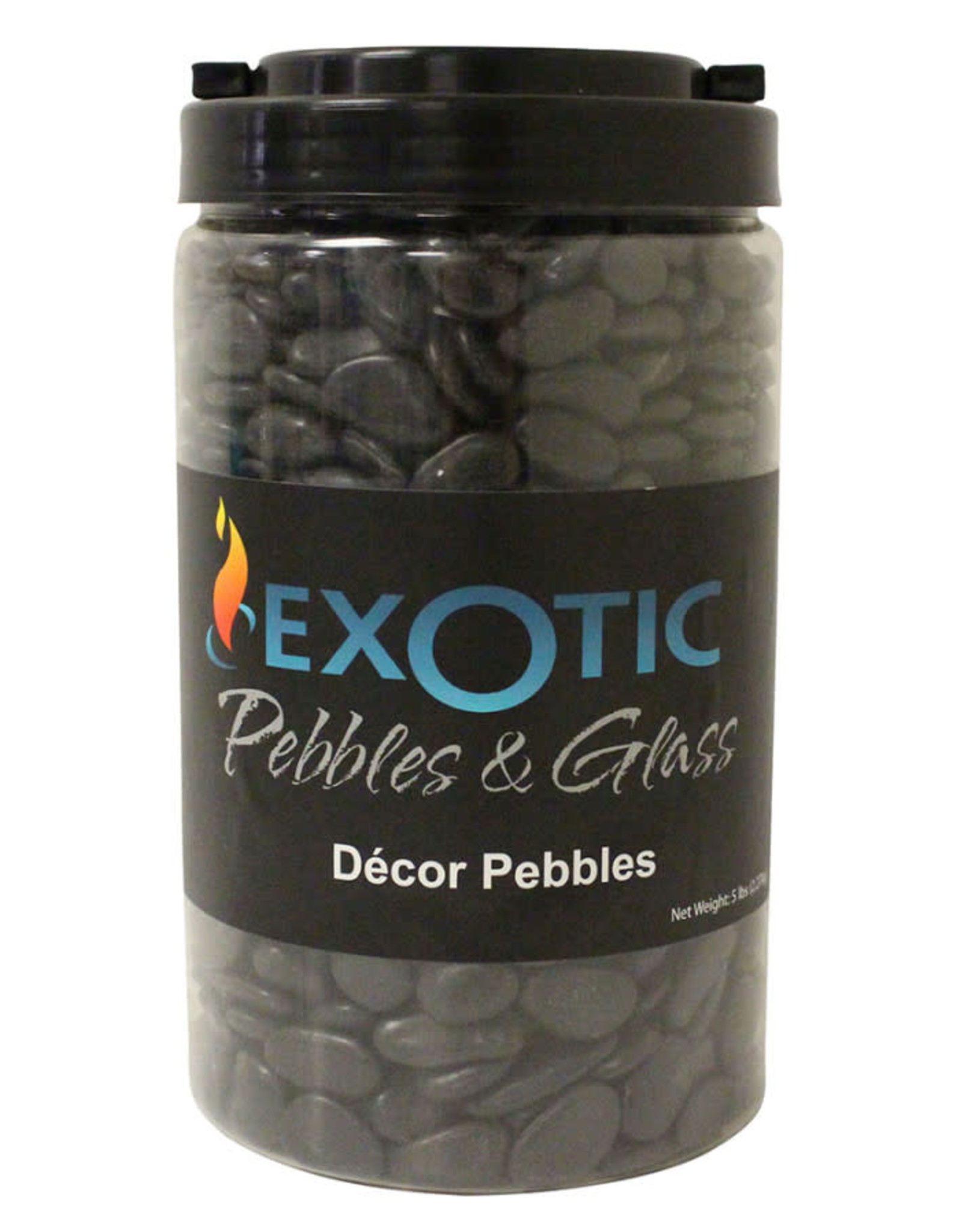 EXOTIC PEBBLES Exotic Pebbles Decorative Pebbles  - 5lb Jar - Small Gravel - Polished Black - 3/8in Pieces