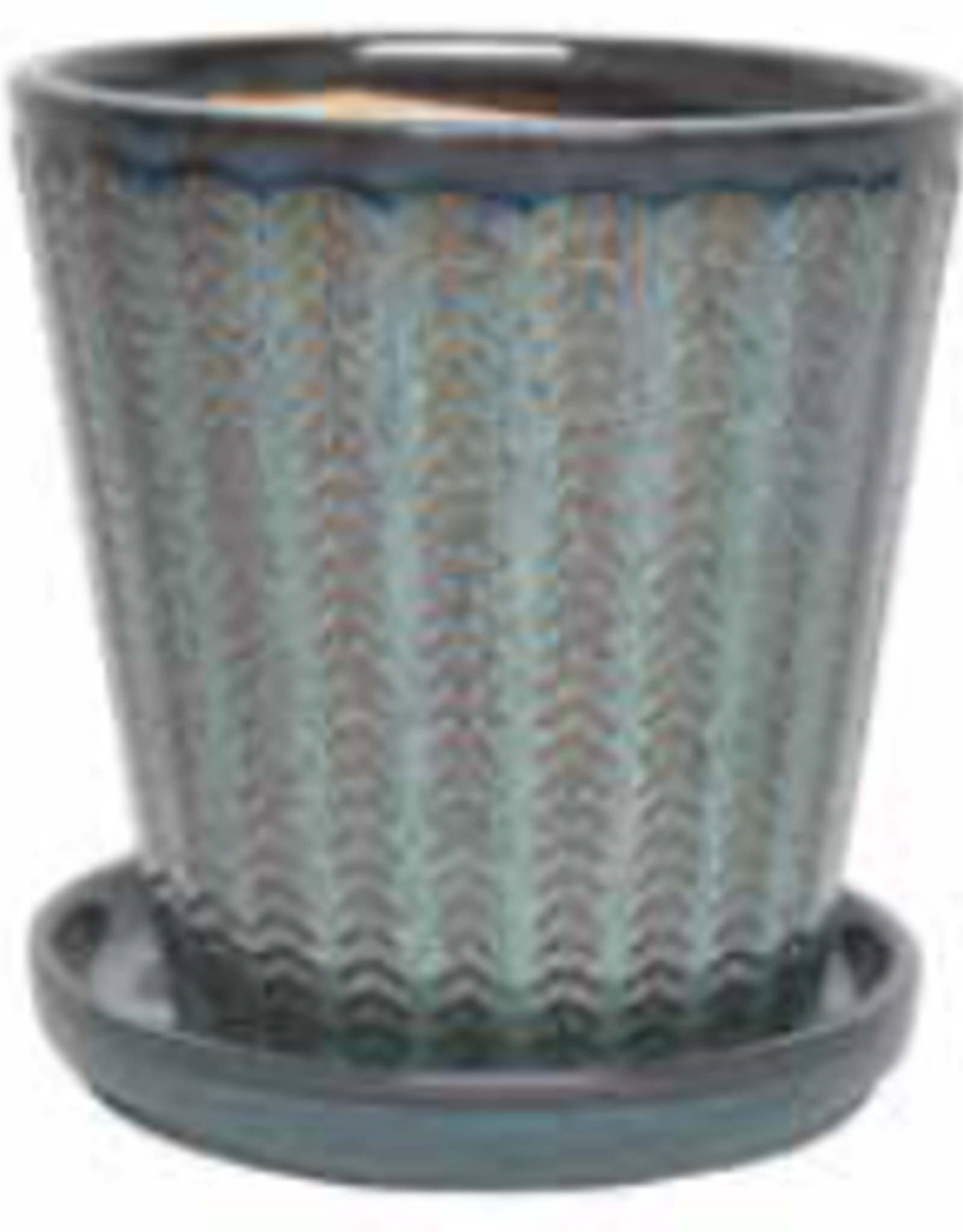 Chantilly Cone Planter w/Attached Saucer - Jade 6” x 6.5“