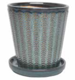 Chantilly Cone Planter w/Attached Saucer - Jade 6” x 6.5“