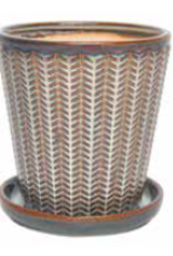 Chantilly Cone Planter w/Attached Saucer - Quartz 6” x 6.5“