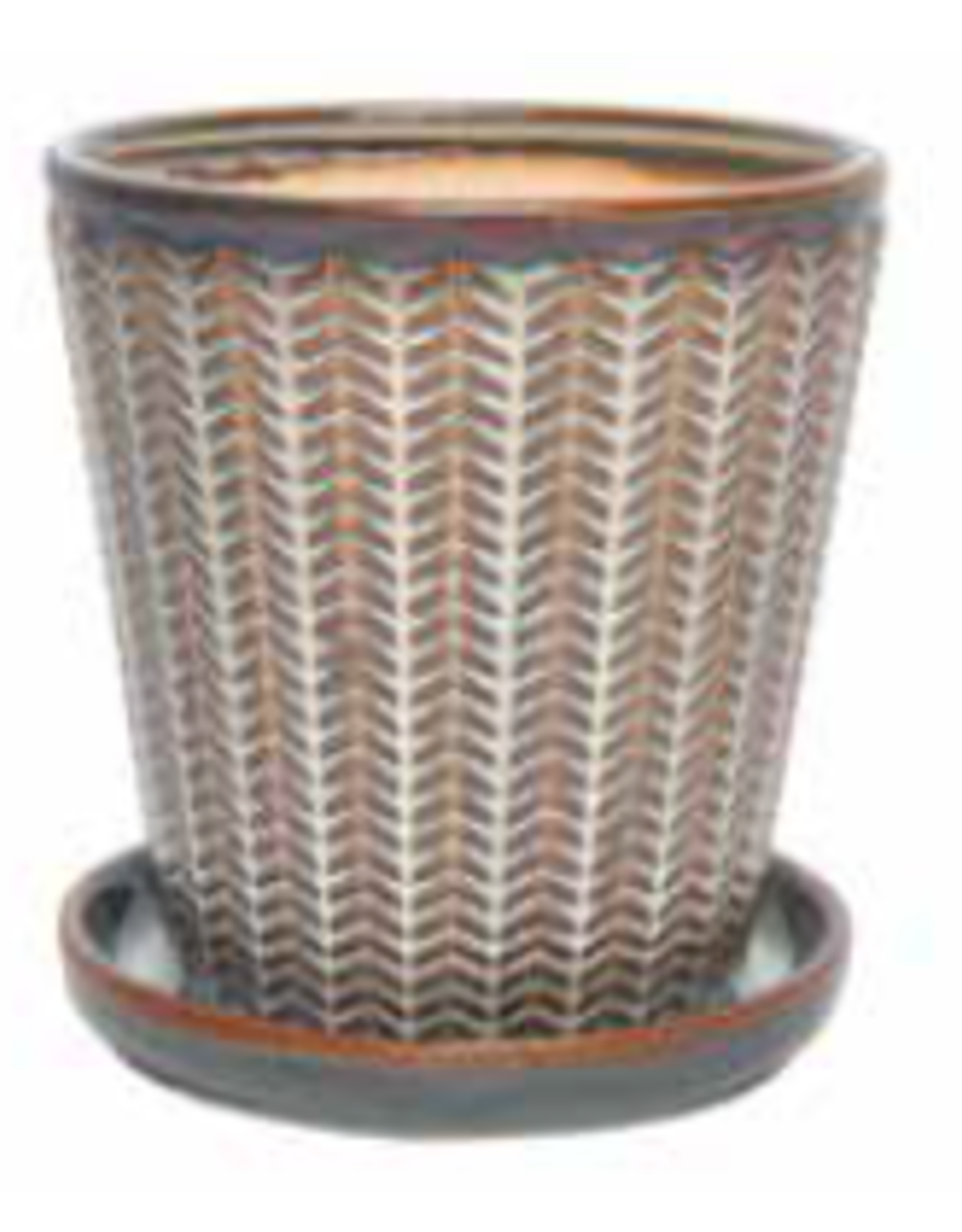 Chantilly Cone Planter w/Attached Saucer - Quartz 6” x 6.5“