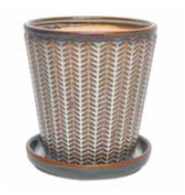 Chantilly Cone Planter w/Attached Saucer - Quartz 6” x 6.5“