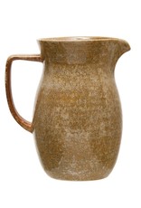 Stoneware Pitcher, Reactive Glaze, Mustard Color (Each Varies) 56oz