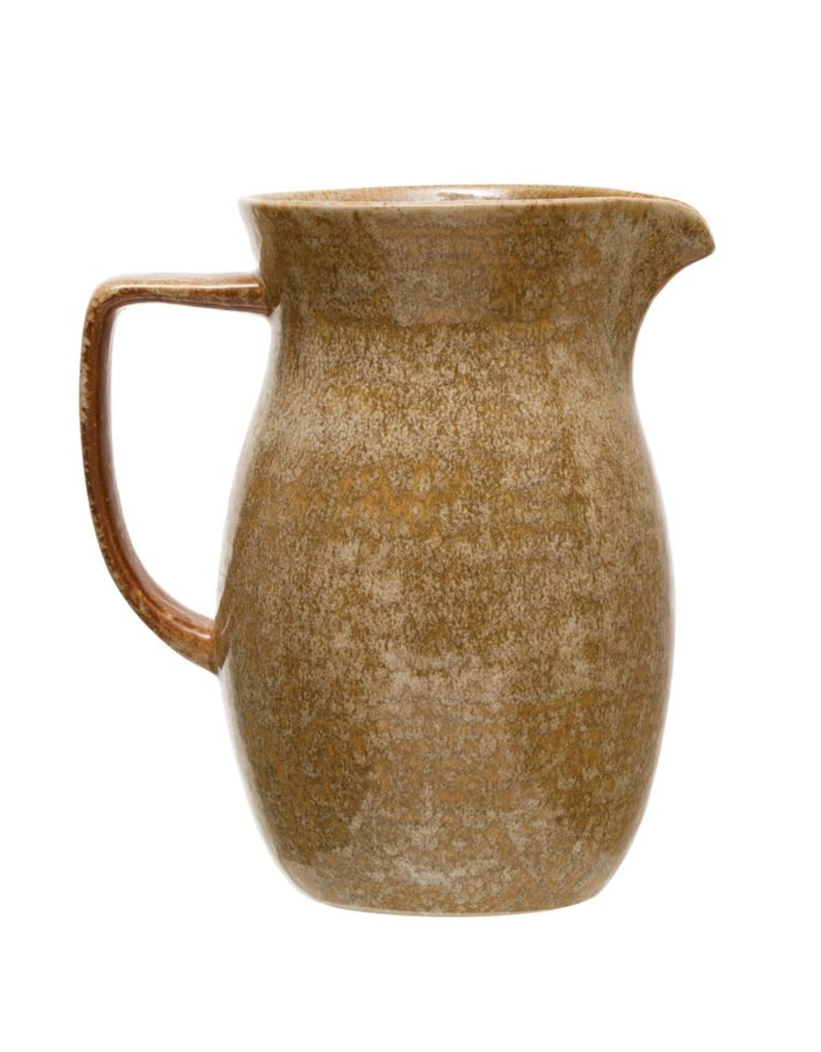 Stoneware Pitcher, Reactive Glaze, Mustard Color (Each Varies) 56oz