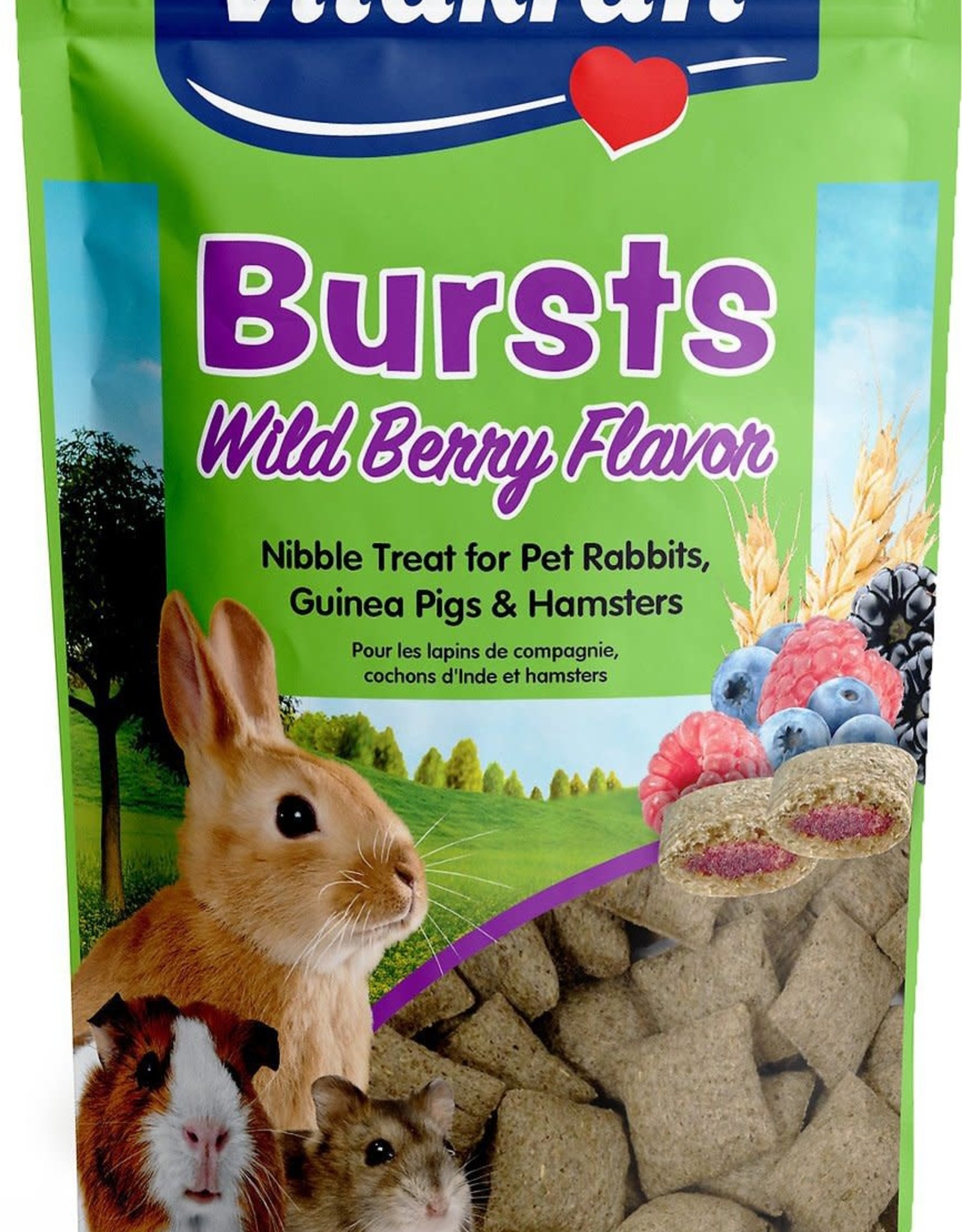 Vitakraft Bursts Wild Berry Flavor Treats for Rabbits, Guinea Pigs & Hamsters, 1.76 oz