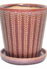 Chantilly Cone Planter w/Attached Saucer - Ruby 4.75“ x 5”