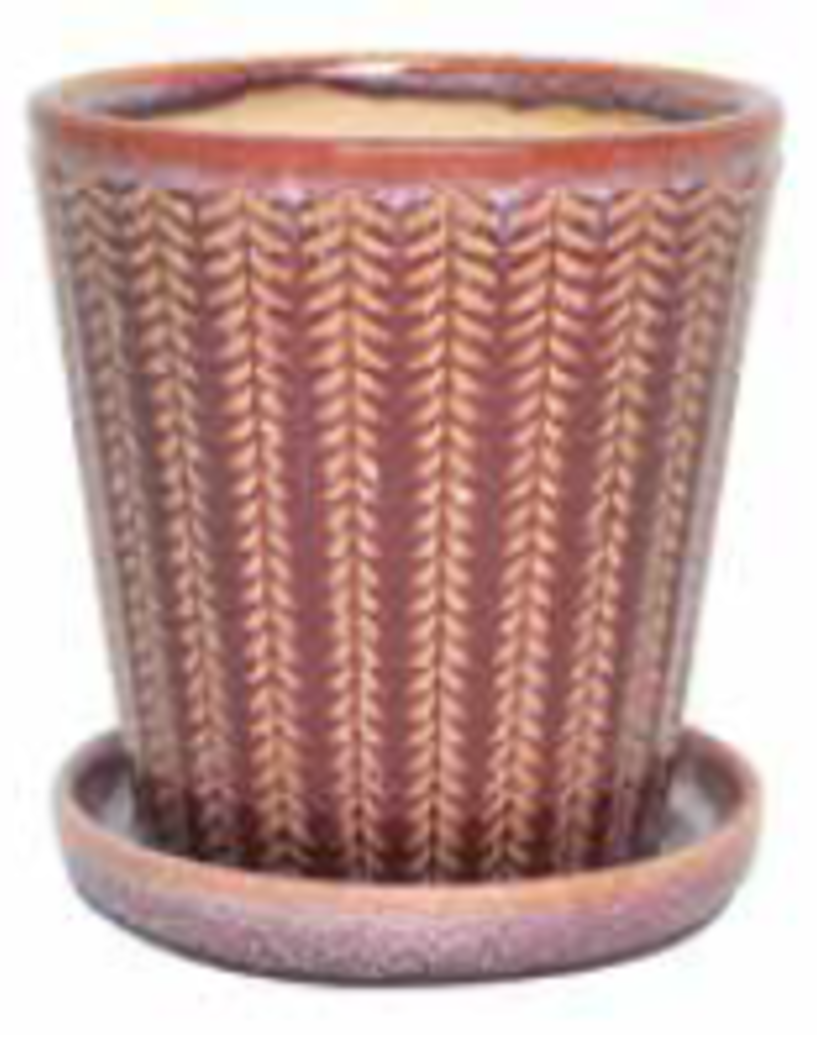 Chantilly Cone Planter w/Attached Saucer - Ruby 4.75“ x 5”