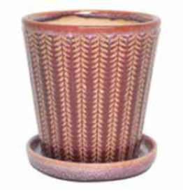 Chantilly Cone Planter w/Attached Saucer - Ruby 6“ x 6.5”