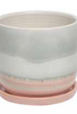 Horizon Planter w/Attached Saucer - Dawn 7.75” x 7“