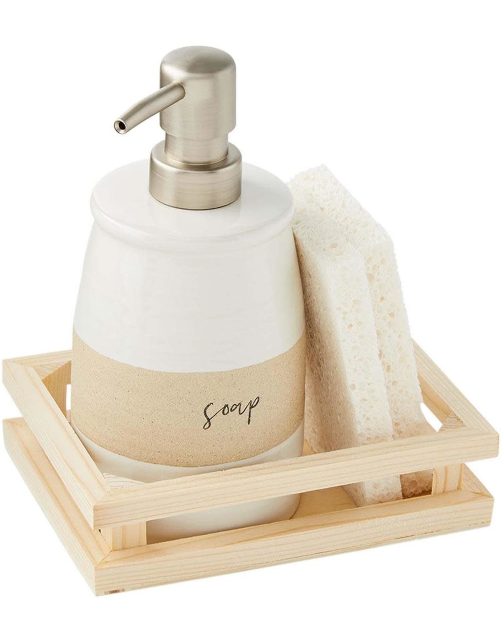 Stoneware Soap & Sponge Set