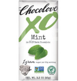 Chocolove XO Chocolate Bars, Zero Added Sugar Dark Chocolate Mint 3.2oz