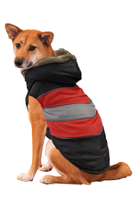 ETHICAL DOG Diagonal Puffy Stripe Coat- Red, Large