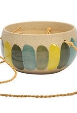 Painted Stripe Hanging Planter Bowl Green Multi 7.75"