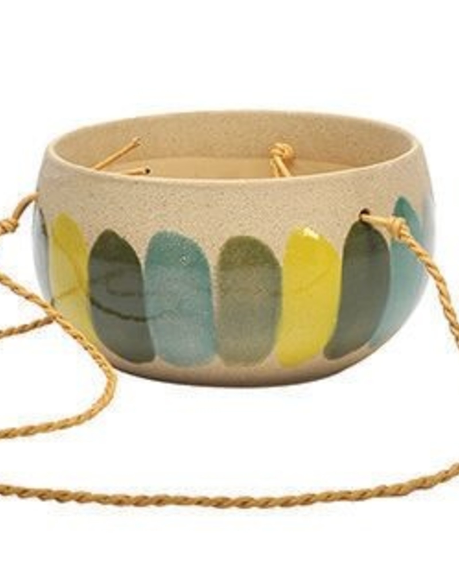 Painted Stripe Hanging Planter Bowl Green Multi 7.75"