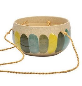 Painted Stripe Hanging Planter Bowl Green Multi 7.75"