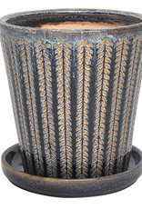 Chantilly Cone Planter with Attached Saucer Topaz 6"