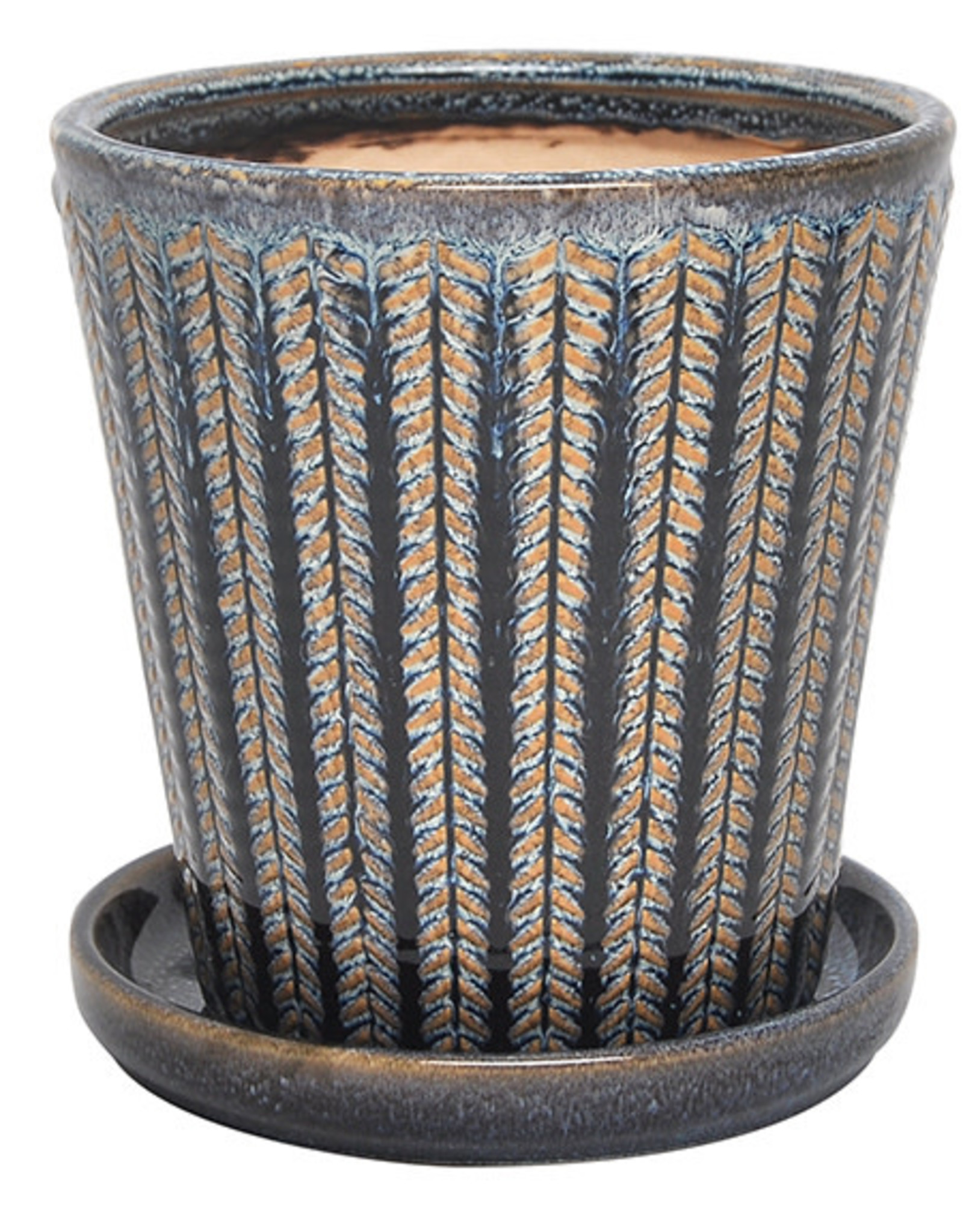 Chantilly Cone Planter with Attached Saucer Topaz 6"