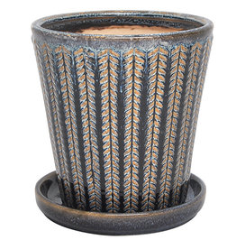 Chantilly Cone Planter with Attached Saucer Topaz 6"