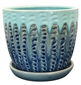 Pompeii Planter with Attached Saucer Lagoon 6"