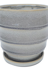 Morrocroft Egg Pot with Attached Saucer - 3 Designs - Storm 3.25"