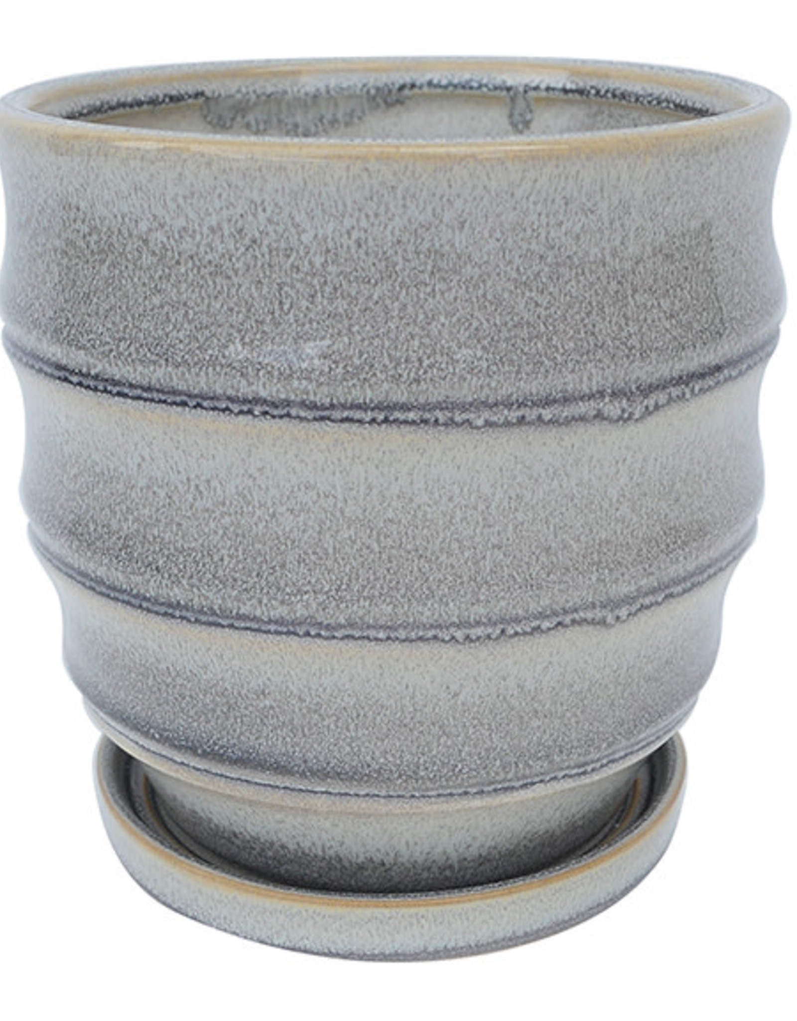 Morrocroft Egg Pot with Attached Saucer - 3 Designs - Storm 3.25"