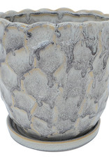 Morrocroft Egg Pot with Attached Saucer - 3 Designs - Storm 3.25"