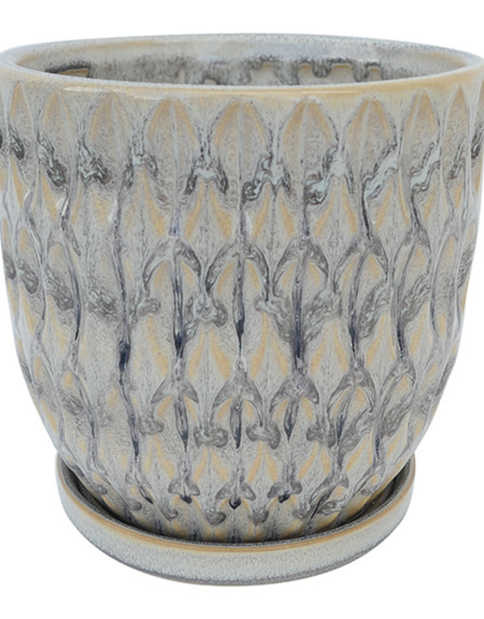 Morrocroft Egg Pot with Attached Saucer - 3 Designs - Storm 3.25"