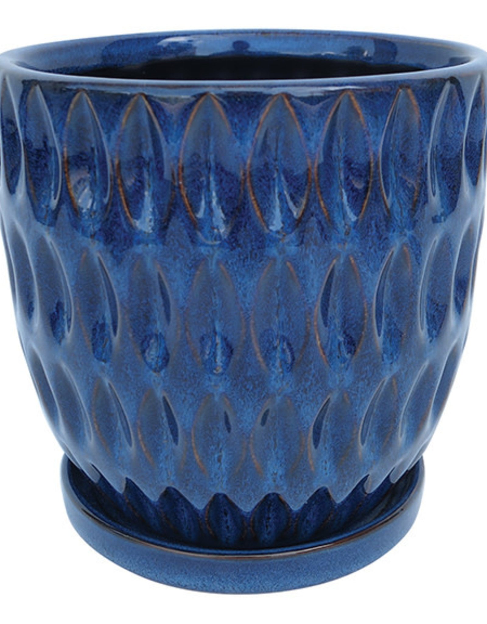 Morrocroft Egg Pot with Attached Saucer - 3 Designs - Sapphire 7"