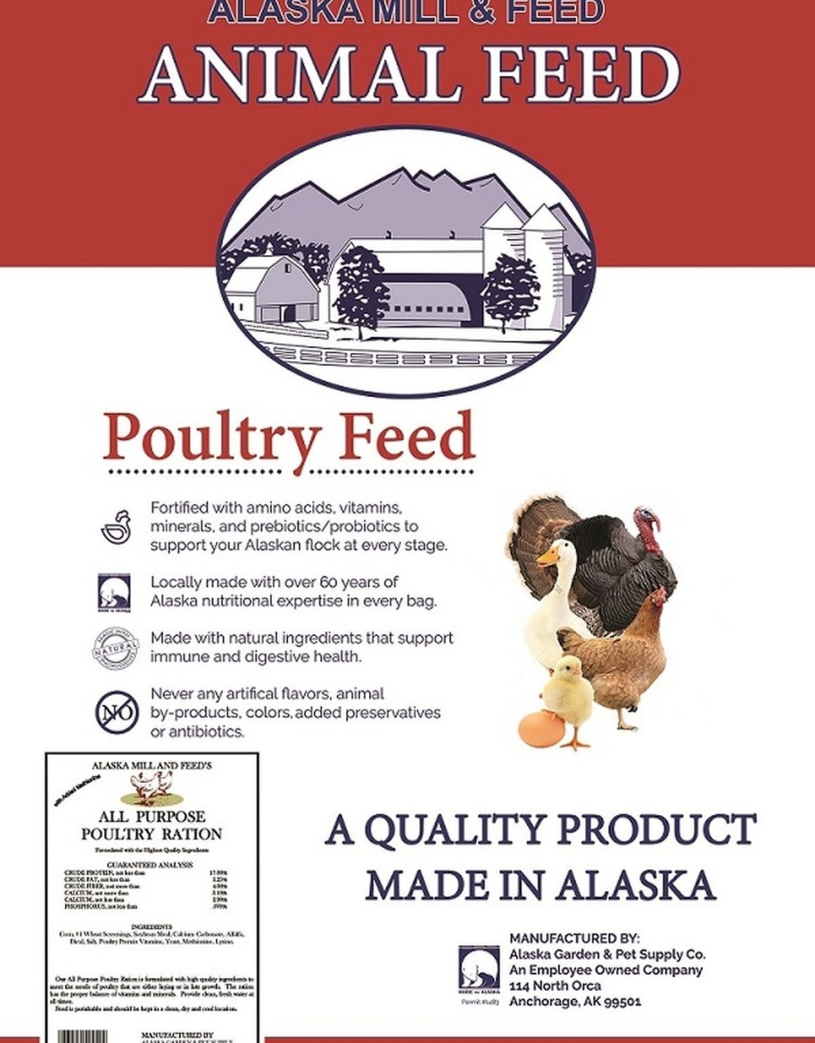 Alaska Mill and Feed All Purpose Poultry Pellets  50# AMF