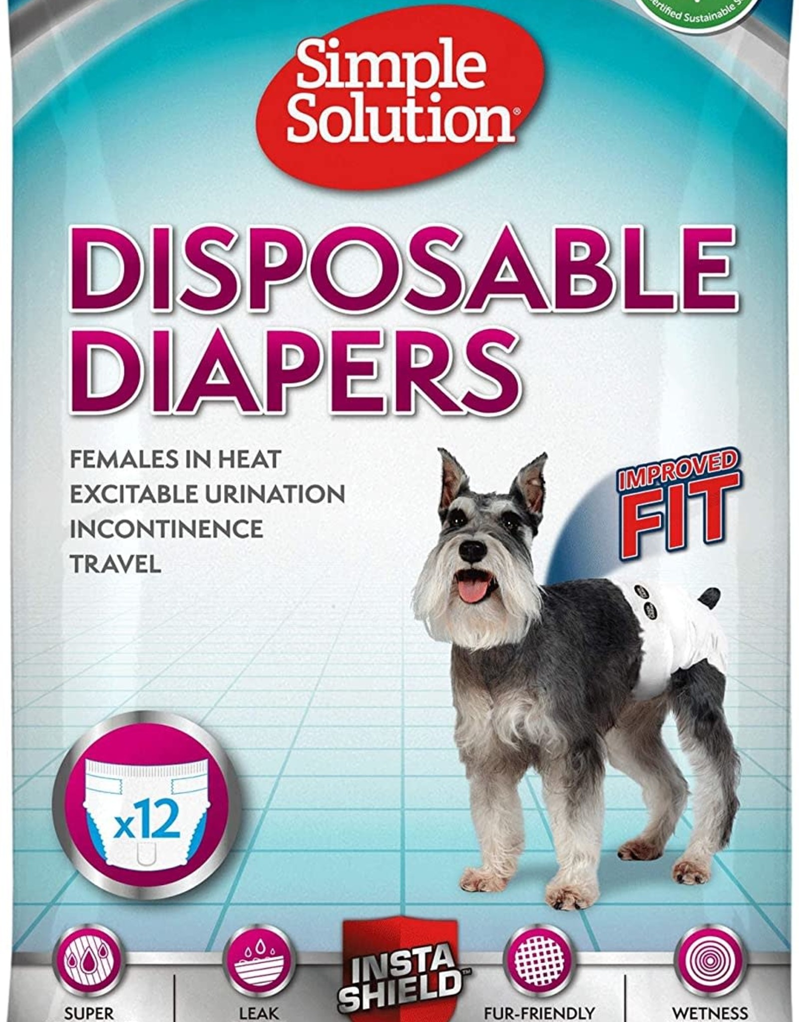 HERO PET BRANDS LLC Simple Solution Disposable Diapers Medium 12PK