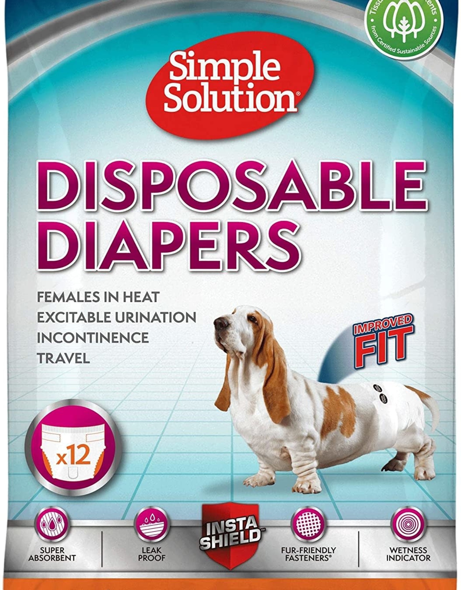 HERO PET BRANDS LLC Simple Solution Disposable Dog Diaper 12pk Large