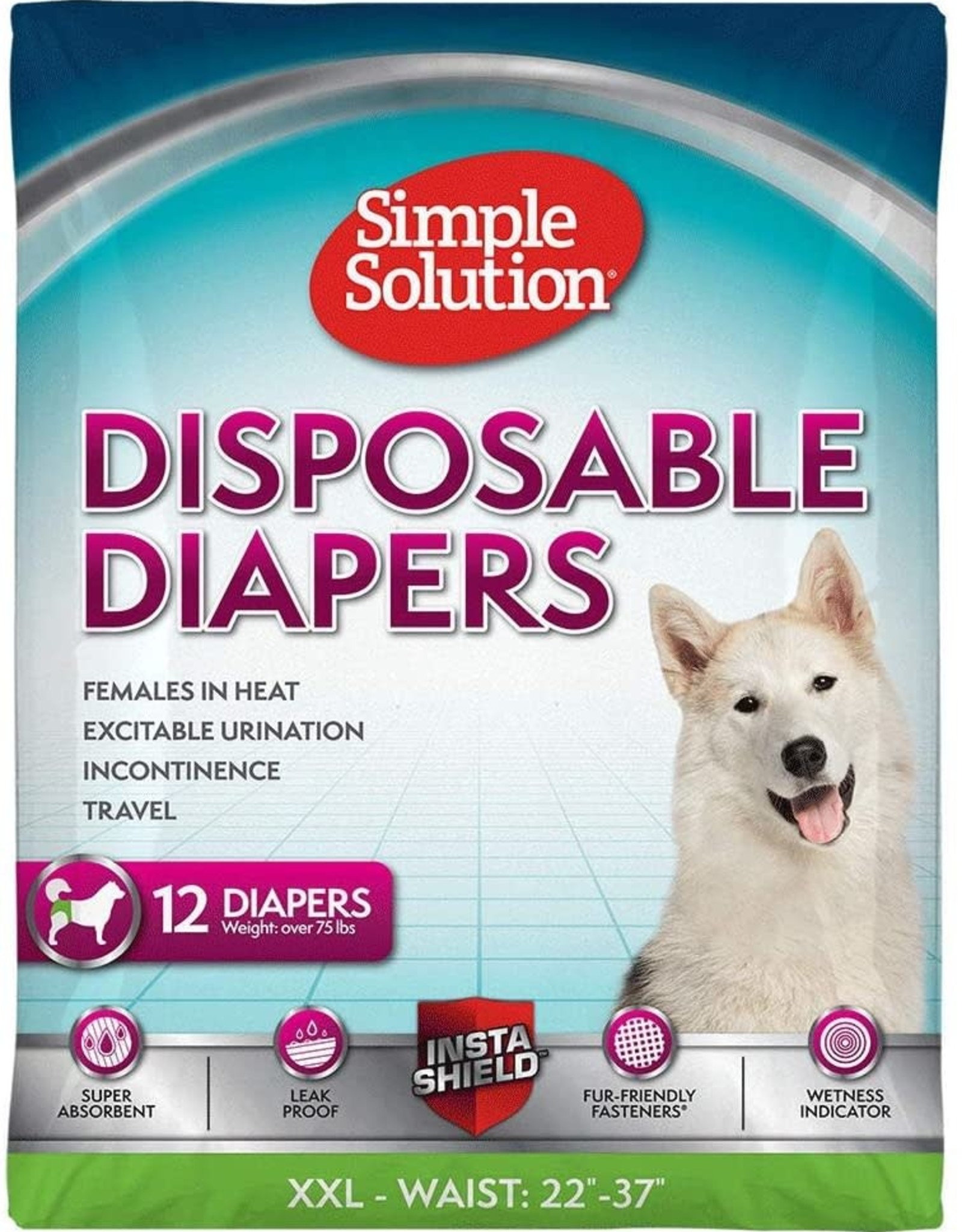 SIMPLE SOLUTION Simple Solution Disposable Diapers White XXL, 12 pk