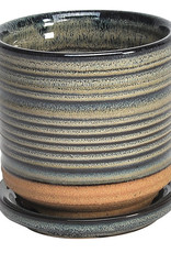 Ellora Planter with Attached Saucer Slate 6.75"
