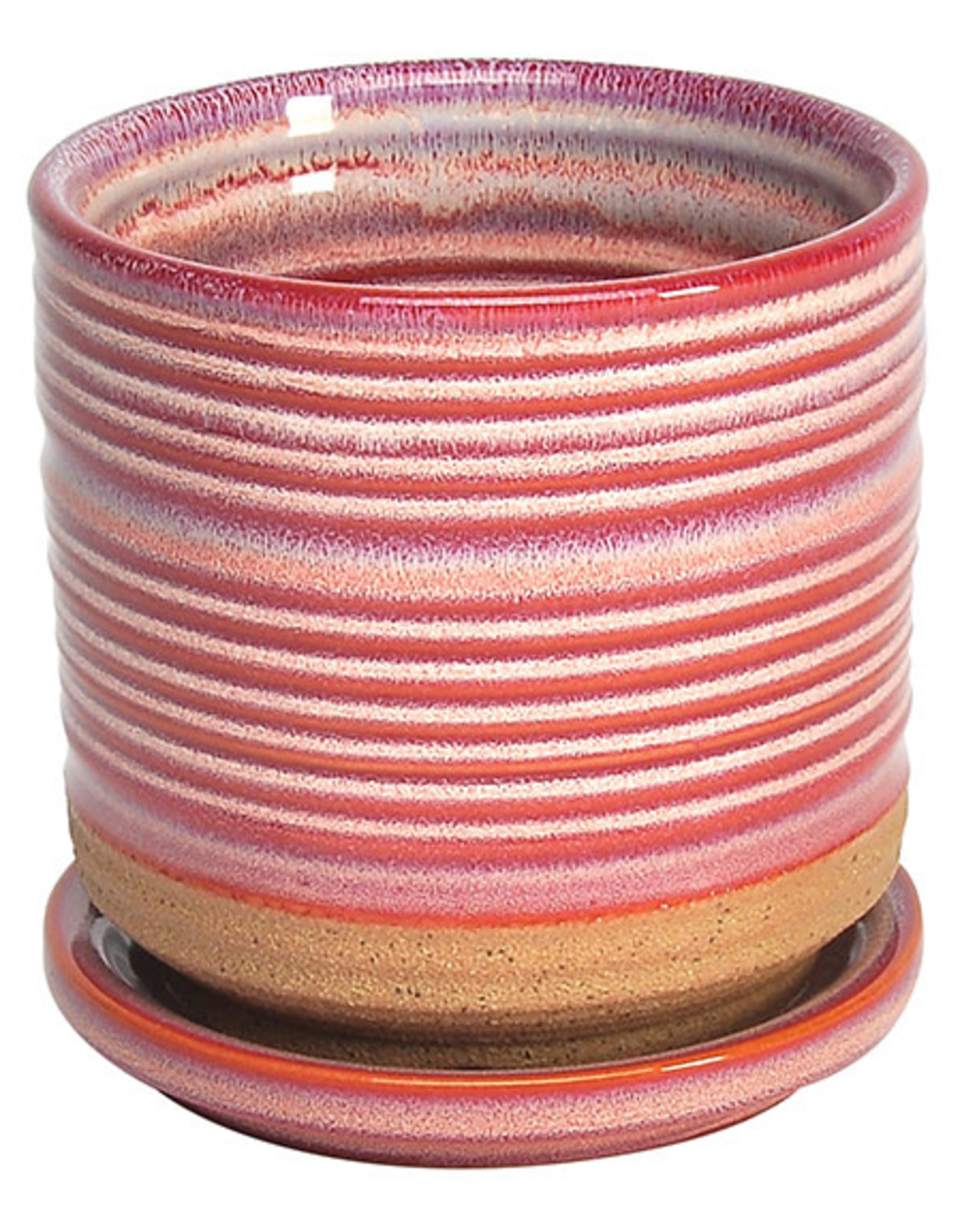 Ellora Planter with Attached Saucer Cherry 4.5"