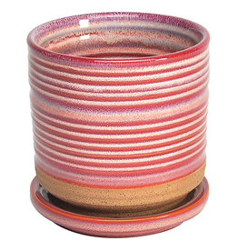 Ellora Planter with Attached Saucer Cherry 4.5"