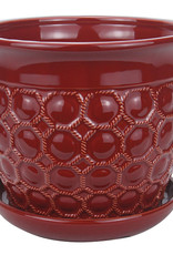 Oxford Planter with Attached Saucer Scarlet 6"