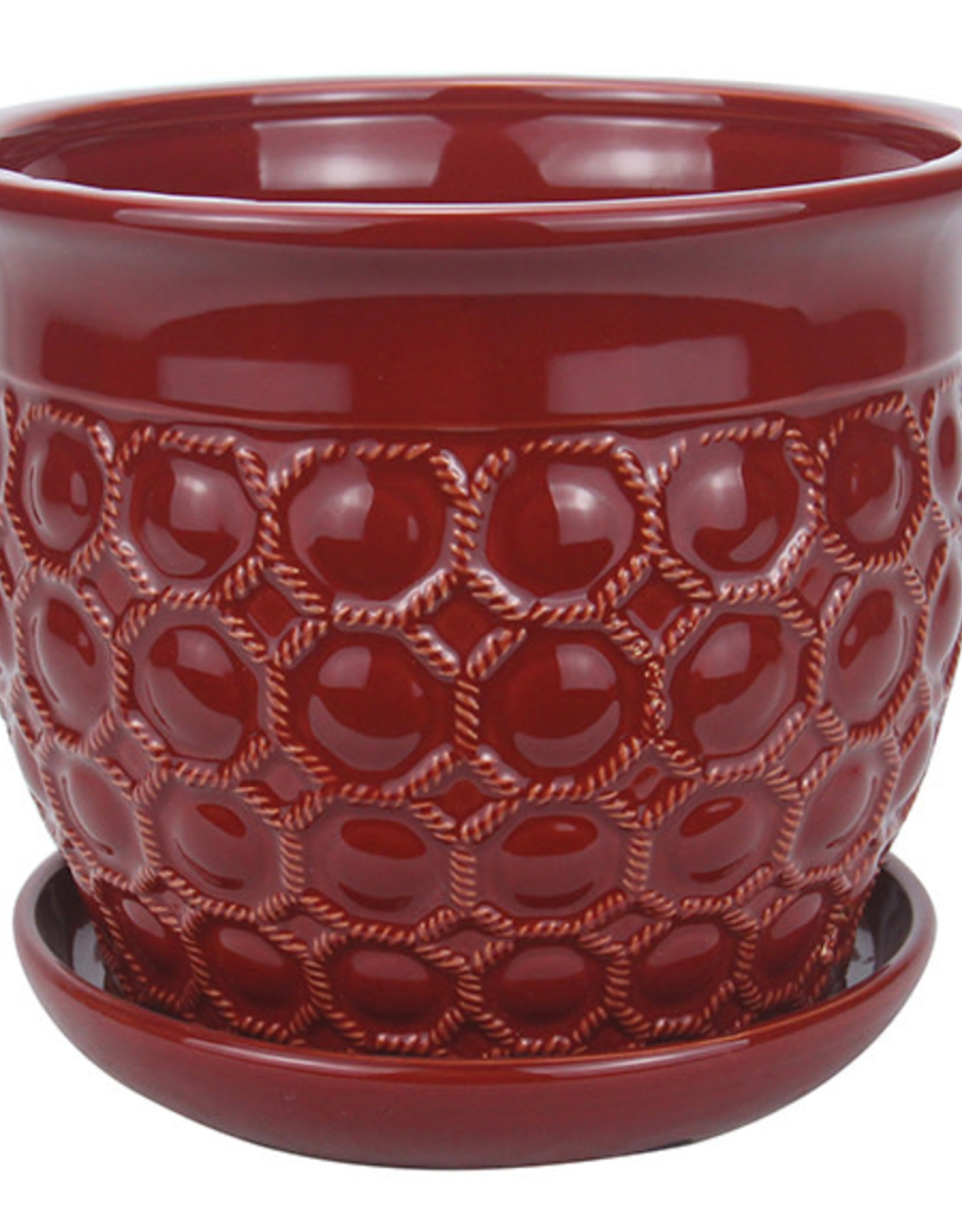 Oxford Planter with Attached Saucer Scarlet 6"